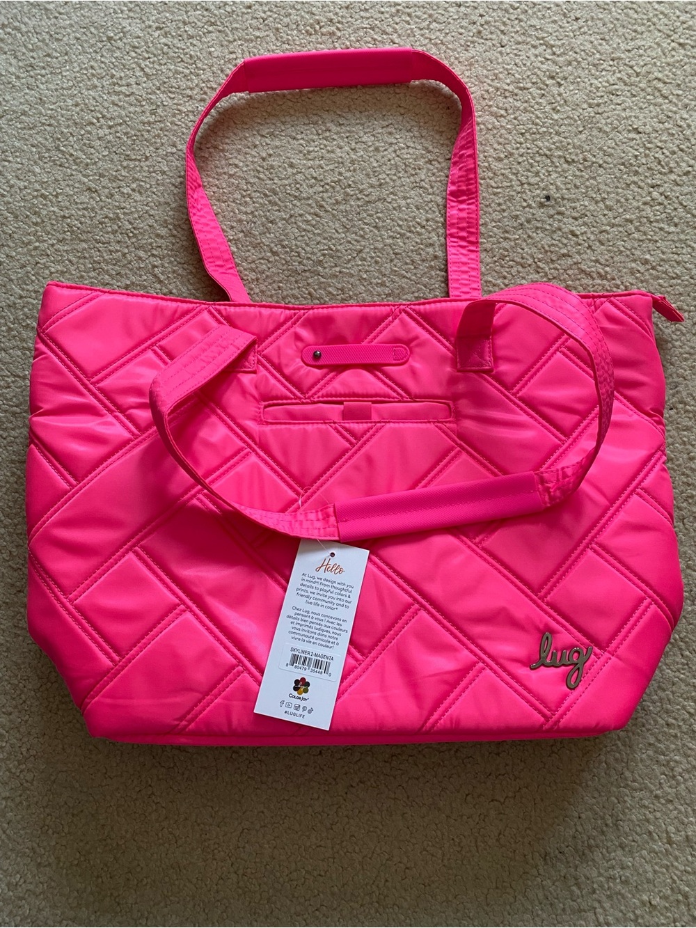 Lug Quilted Tote Bag - Hot Pink